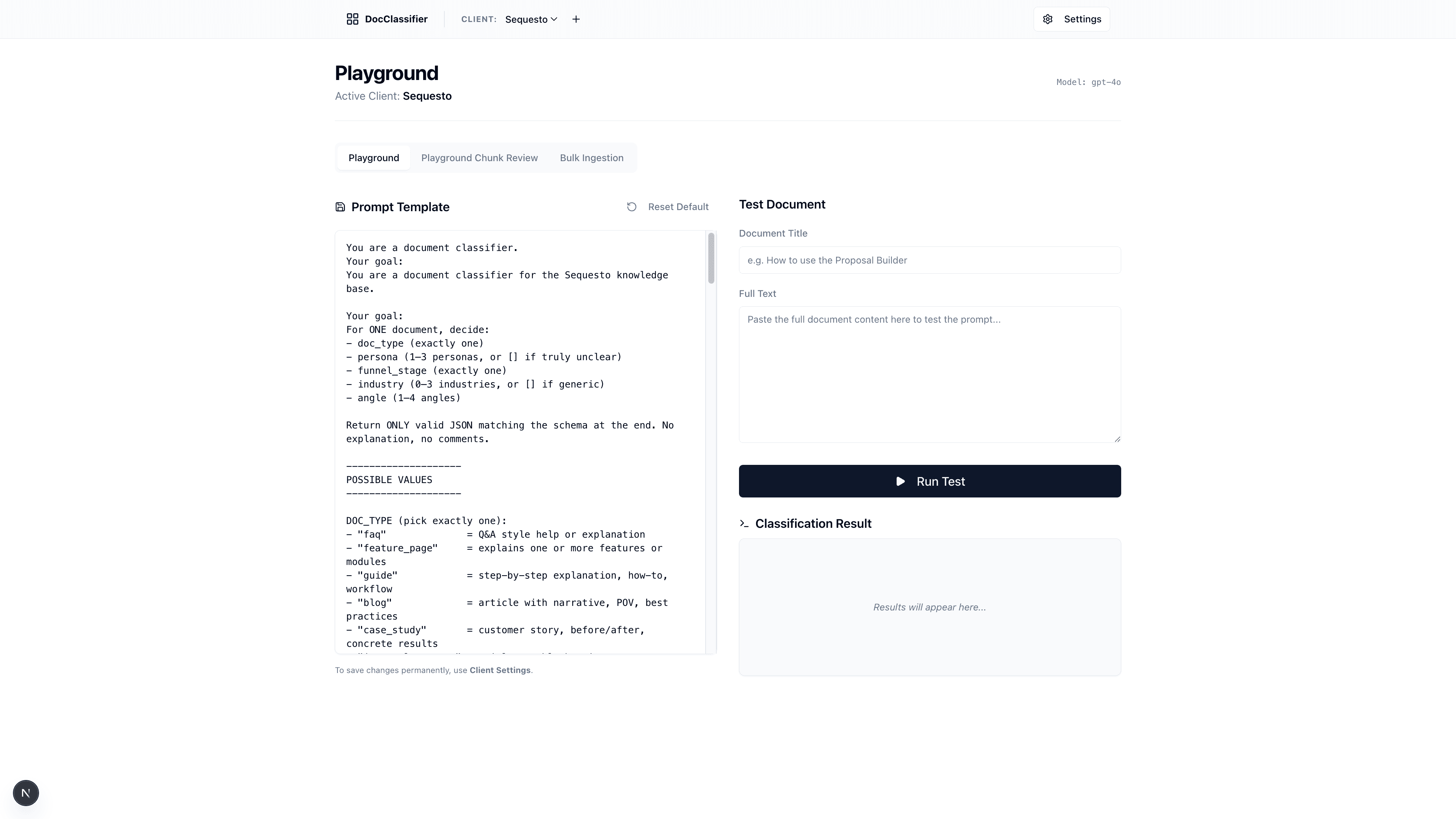 Document Classifier Playground